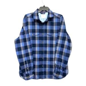 Con.Struct Collared Long Sleeve Shirt Plaid Pattern Button Down Blue/Black NWOT